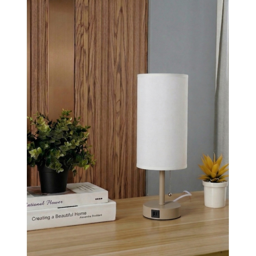 Brilagi - Galda lampa ar USB portu TABLON 1xE27/25W/230V bēša/balta