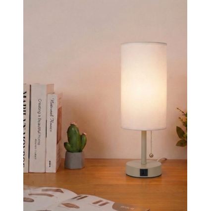 Brilagi - Galda lampa ar USB portu TABLON 1xE27/25W/230V bēša/balta