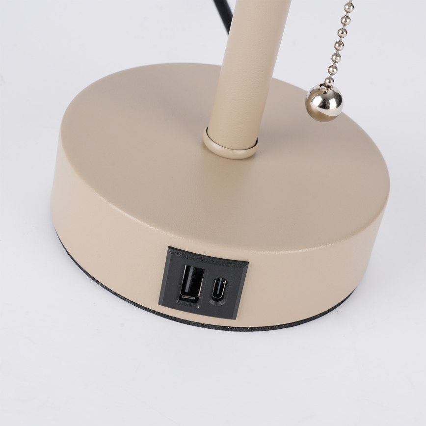 Brilagi - Galda lampa ar USB portu TABLON 1xE27/25W/230V bēša/balta