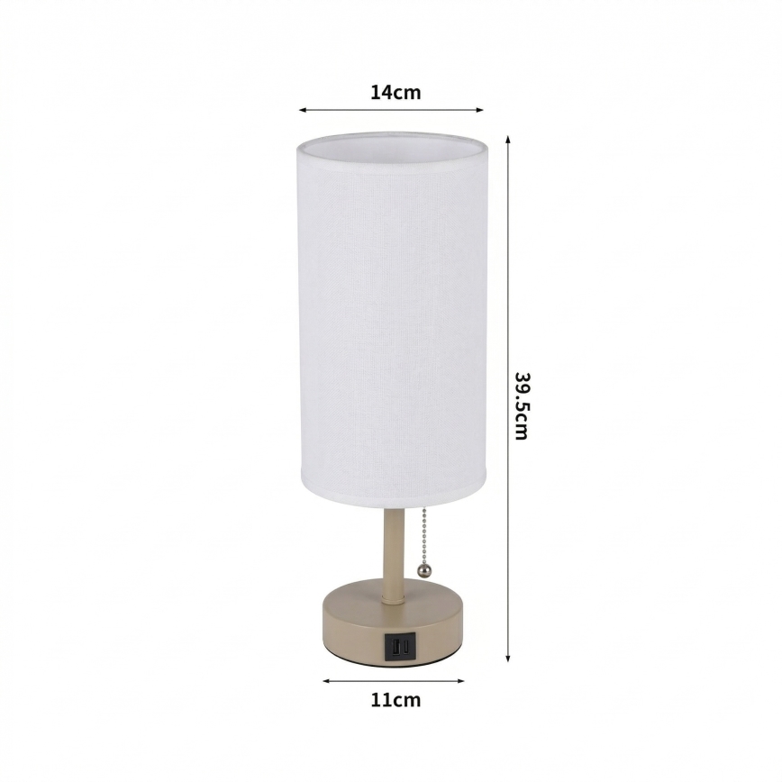 Brilagi - Galda lampa ar USB portu TABLON 1xE27/25W/230V bēša/balta