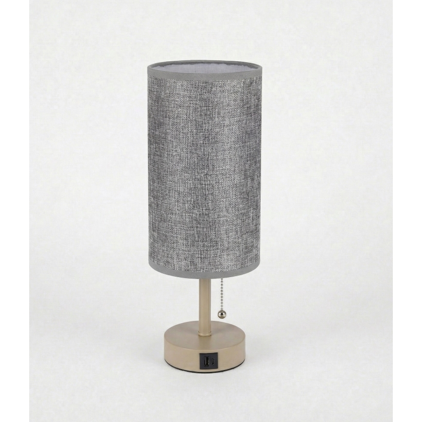 Brilagi - Galda lampa ar USB portu TABLON 1xE27/25W/230V bēša/pelēka