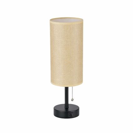 Brilagi - Galda lampa ar USB portu TABLON 1xE27/25W/230V melna/bēša