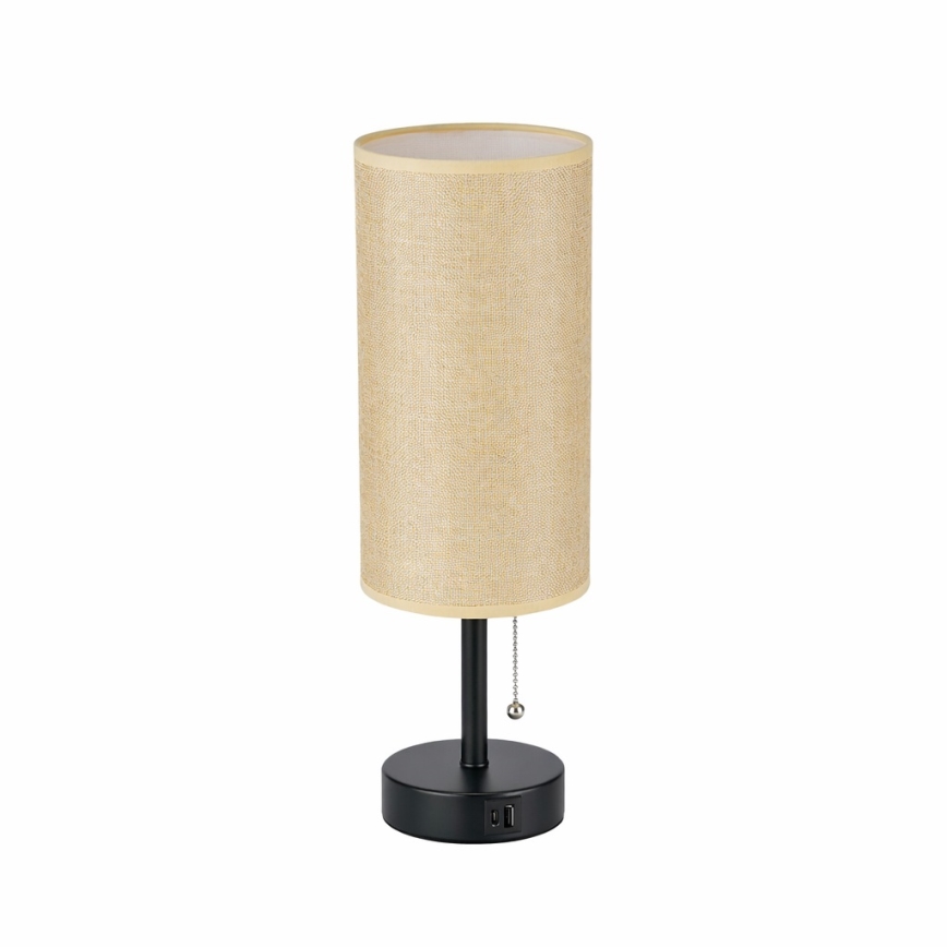 Brilagi - Galda lampa ar USB portu TABLON 1xE27/25W/230V melna/bēša