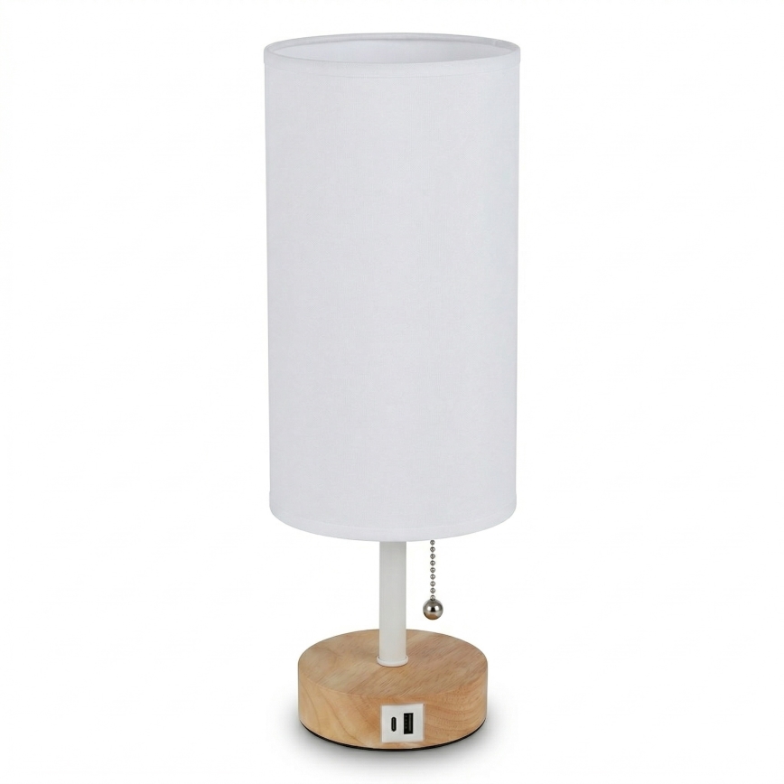 Brilagi - Galda lampa ar USB portu TABLON 1xE27/25W/230V ozols/balta