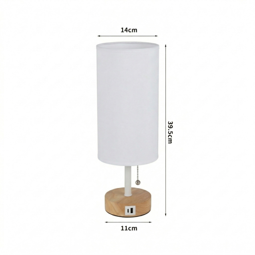 Brilagi - Galda lampa ar USB portu TABLON 1xE27/25W/230V ozols/balta