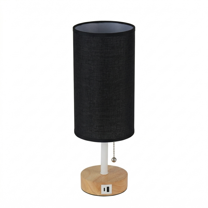 Brilagi - Galda lampa ar USB portu TABLON 1xE27/25W/230V ozols/balts/melns