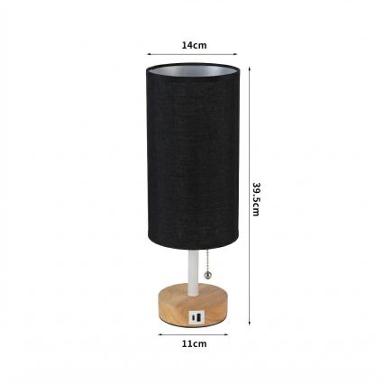 Brilagi - Galda lampa ar USB portu TABLON 1xE27/25W/230V ozols/balts/melns