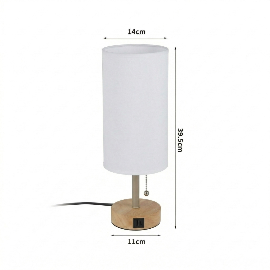 Brilagi - Galda lampa ar USB portu TABLON 1xE27/25W/230V ozols/bēšs/balts