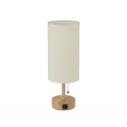 Brilagi - Galda lampa ar USB portu TABLON 1xE27/25W/230V ozols/bēšs/krēmkrāsas
