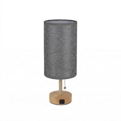 Brilagi - Galda lampa ar USB portu TABLON 1xE27/25W/230V ozols/bēšs/pelēks