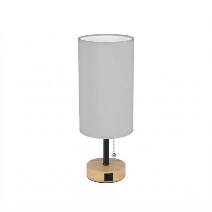 Brilagi - Galda lampa ar USB portu TABLON 1xE27/25W/230V ozols/melna/balta
