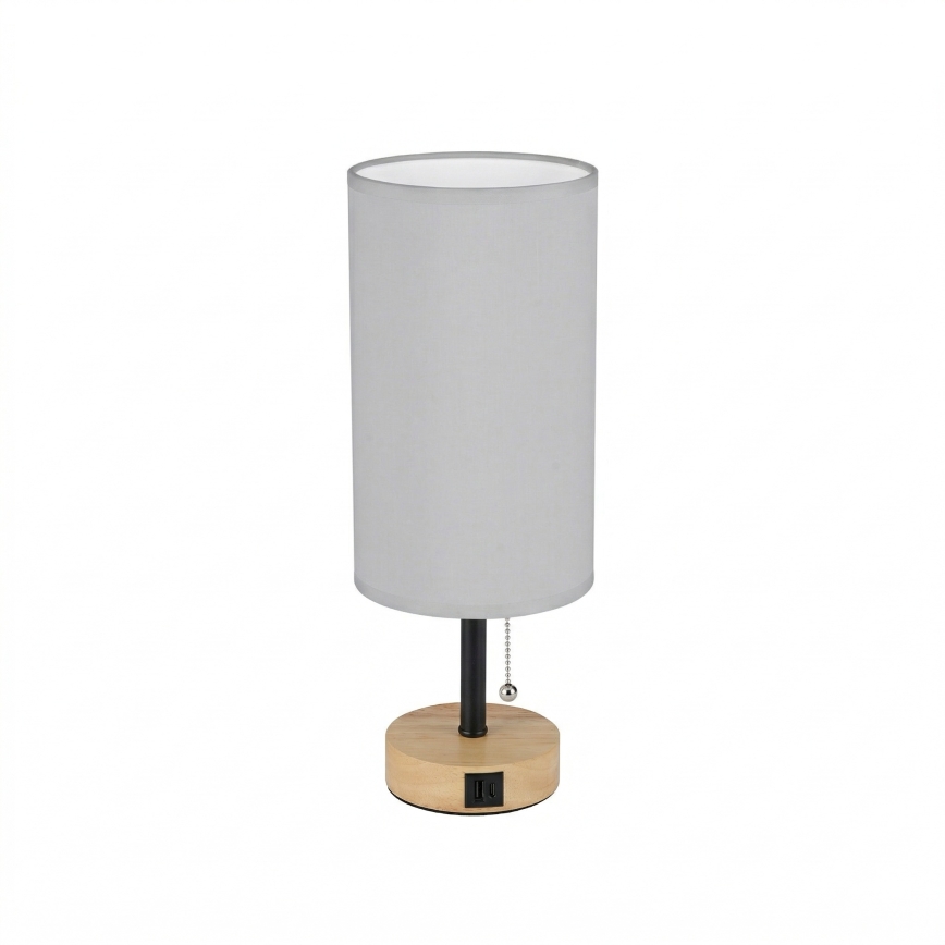 Brilagi - Galda lampa ar USB portu TABLON 1xE27/25W/230V ozols/melna/balta