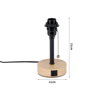 Brilagi - Galda lampa ar USB portu TABLON 1xE27/25W/230V ozols/melns