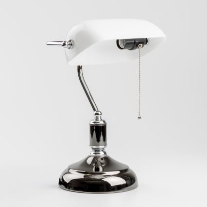 Brilagi - Galda lampa BANK OFFICE 1xE27/60W/230V melna/sudraba/balta