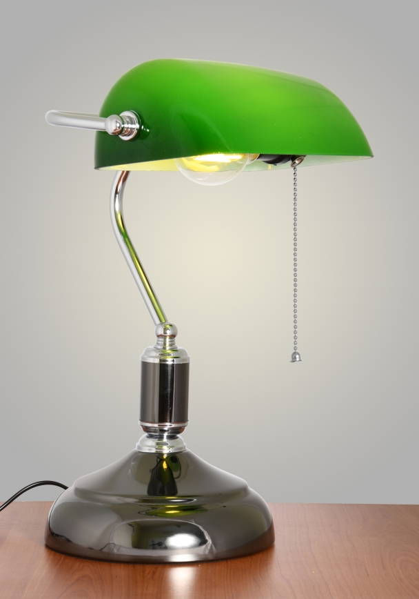 Brilagi - Galda lampa BANK OFFICE 1xE27/60W/230V melna/sudraba/zaļa