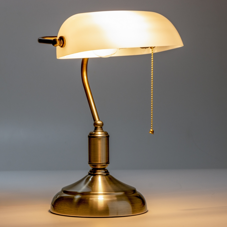 Brilagi - Galda lampa BANK OFFICE 1xE27/60W/230V misiņš/balta