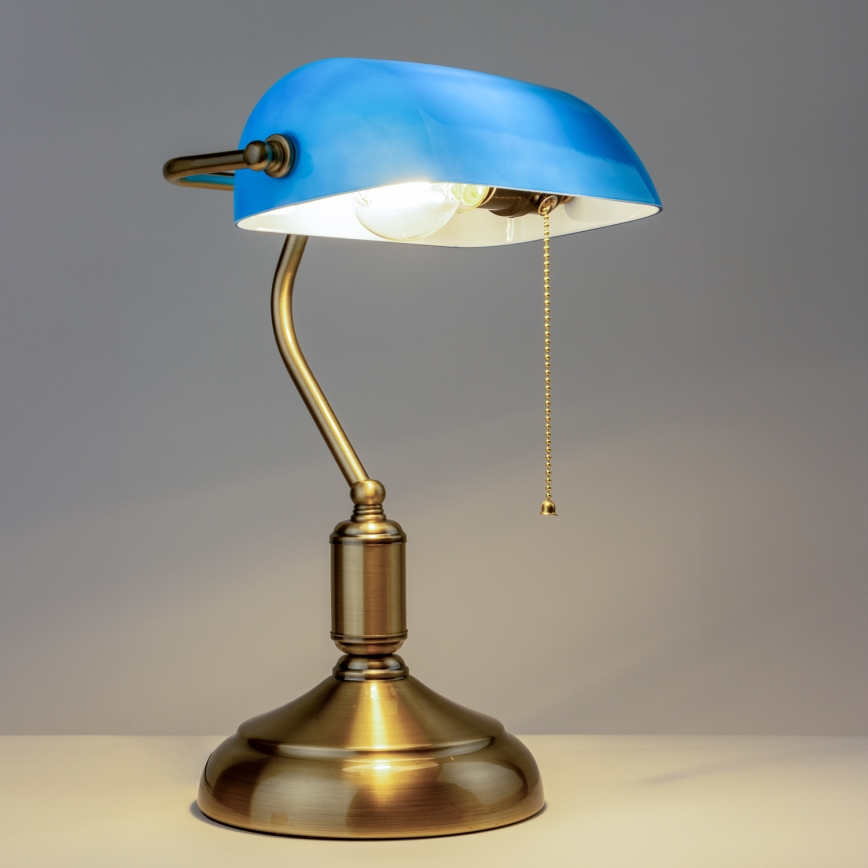 Brilagi - Galda lampa BANK OFFICE 1xE27/60W/230V misiņš/zila