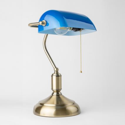 Brilagi - Galda lampa BANK OFFICE 1xE27/60W/230V misiņš/zila