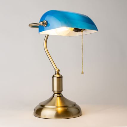 Brilagi - Galda lampa BANK OFFICE 1xE27/60W/230V misiņš/zila