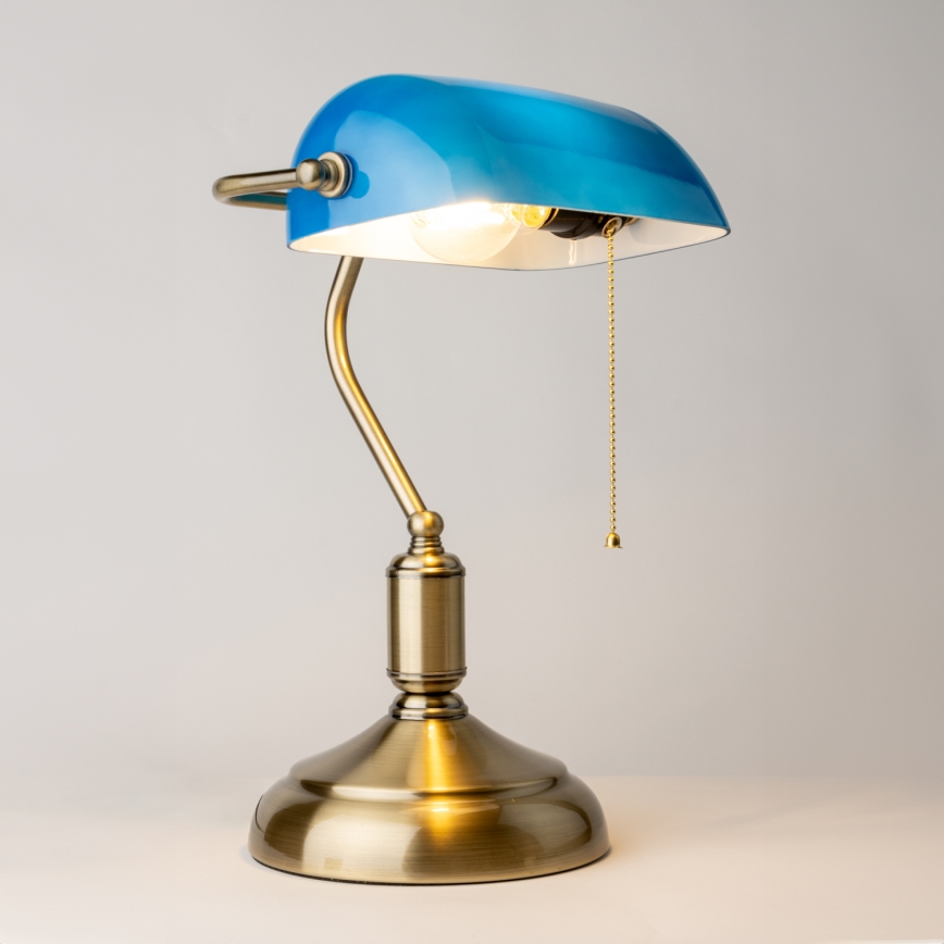 Brilagi - Galda lampa BANK OFFICE 1xE27/60W/230V misiņš/zila