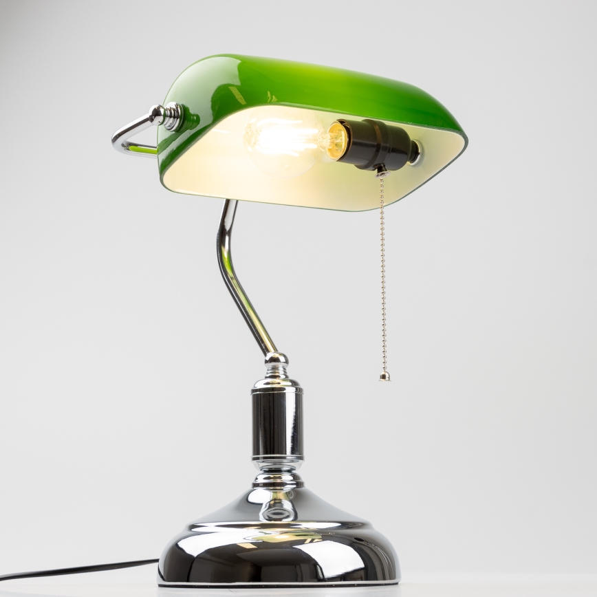 Brilagi - Galda lampa BANK OFFICE 1xE27/60W/230V spīdīgi hromēts/zaļa