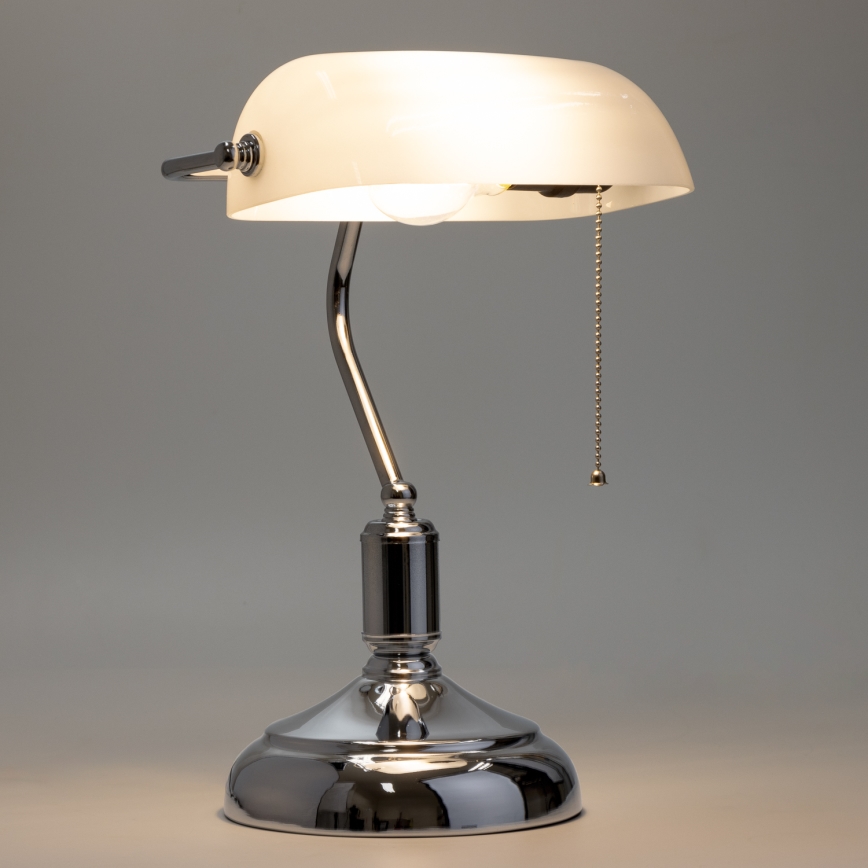 Brilagi - Galda lampa BANK OFFICE 1xE27/60W/230V spīdīgs hroms/balta