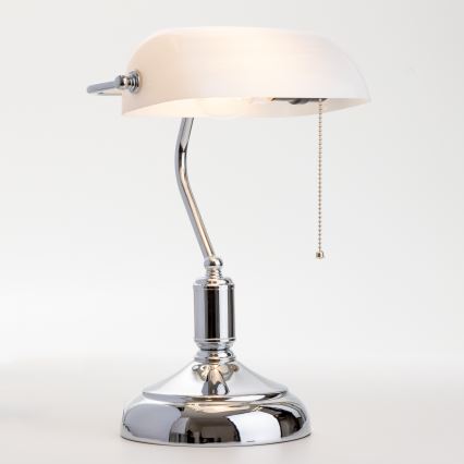 Brilagi - Galda lampa BANK OFFICE 1xE27/60W/230V spīdīgs hroms/balta