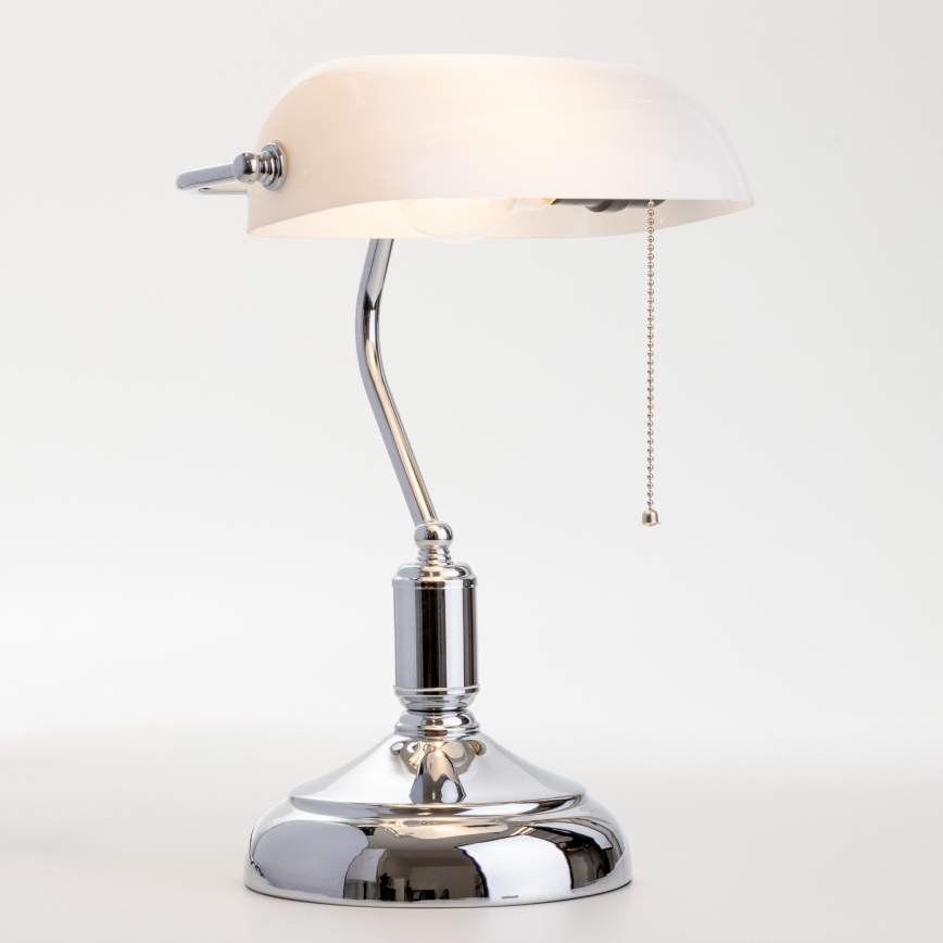 Brilagi - Galda lampa BANK OFFICE 1xE27/60W/230V spīdīgs hroms/balta