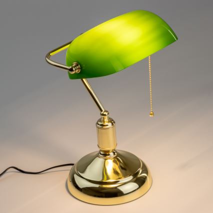 Brilagi - Galda lampa BANK OFFICE 1xE27/60W/230V zelta/zaļa