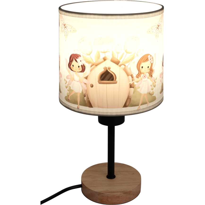 BRILAGI - Bērnu galda lampa BOBO WOOD 1xE27/25W/230V ozolkoka/melna/balta/rozā/fejas