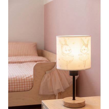 BRILAGI - Bērnu galda lampa BOBO WOOD 1xE27/25W/230V ozols/melna/balta/zaķīši