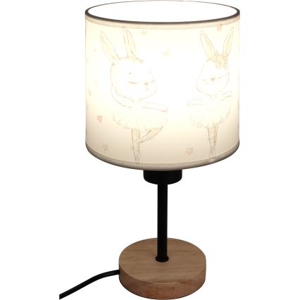 BRILAGI - Bērnu galda lampa BOBO WOOD 1xE27/25W/230V ozols/melna/balta/zaķīši