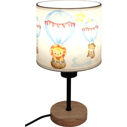 BRILAGI - Bērnu galda lampa BOBO WOOD 1xE27/25W/230V ozols/melns/balts/ar dzīvnieku motīviem