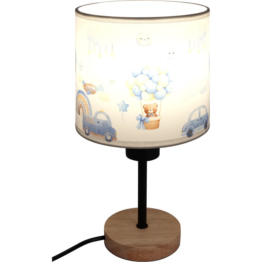 BRILAGI - Bērnu galda lampa BOBO WOOD 1xE27/25W/230V ozols/melna/balta/zila/ar lāčiem