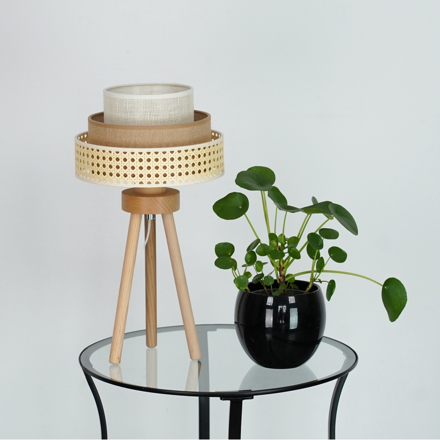 Brilagi - Galda lampa CEDAR LUNETA 1xE27/15W/230V bēša/brūna/krēmkrāsa