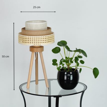 Brilagi - Galda lampa CEDAR LUNETA 1xE27/15W/230V bēša/brūna/krēmkrāsa