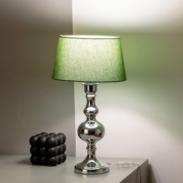 BRILAGI - Galda lampa CERIA 1xE27/60W/230V Ø 25 cm spīdīgs hroms/zaļa