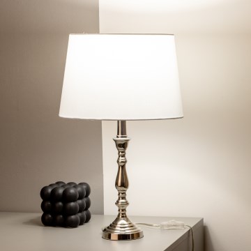 Brilagi - galda lampa CERIA 1xE27/60W/230V Ø 30 cm spīdīgs hroms/balts