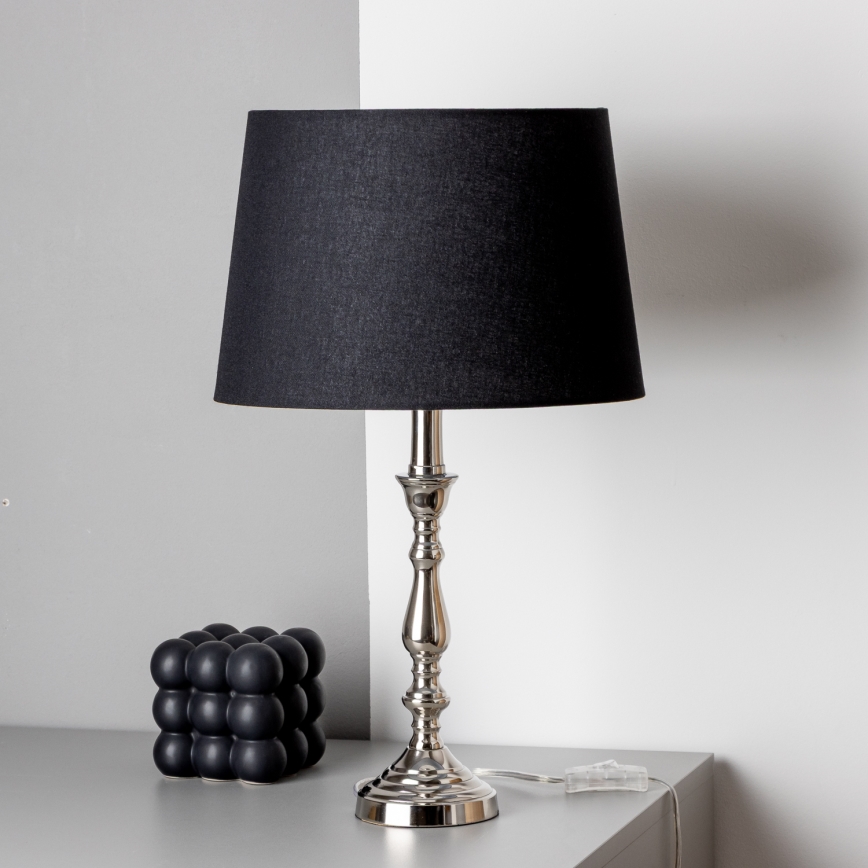 Brilagi - Galda lampa CERIA 1xE27/60W/230V Ø 30 cm spīdīgs hroms/melns