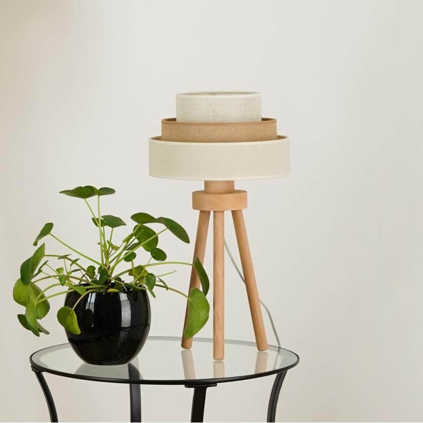 Brilagi - Galda lampa DENVER LUNETA 1xE27/15W/230V bēša/brūna/krēmkrāsa