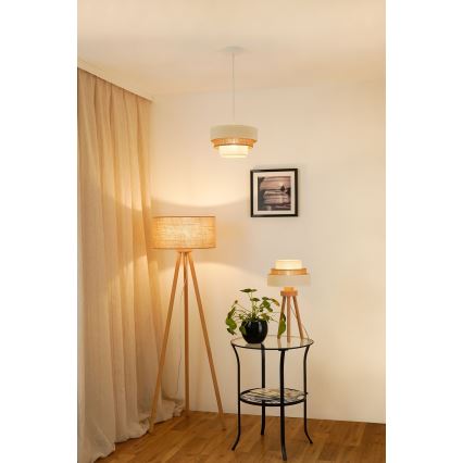 Brilagi - Galda lampa DENVER LUNETA 1xE27/15W/230V bēša/brūna/krēmkrāsa
