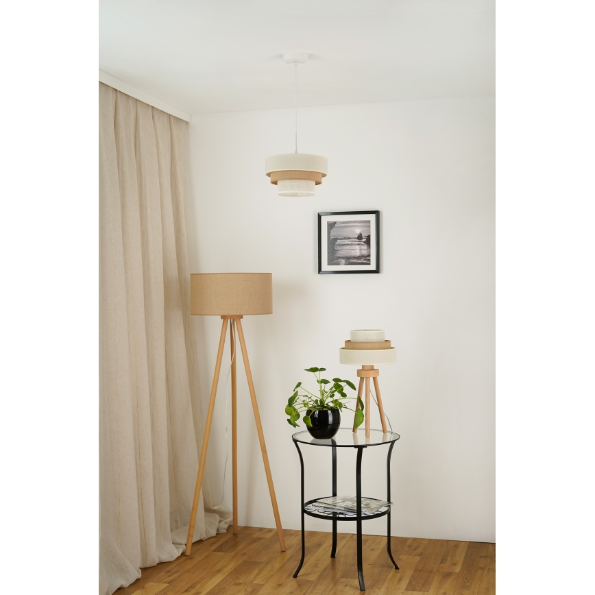 Brilagi - Galda lampa DENVER LUNETA 1xE27/15W/230V bēša/brūna/krēmkrāsa
