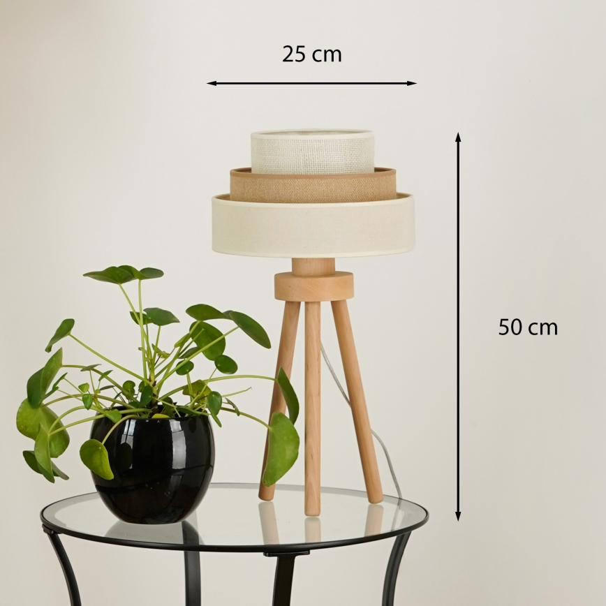 Brilagi - Galda lampa DENVER LUNETA 1xE27/15W/230V bēša/brūna/krēmkrāsa