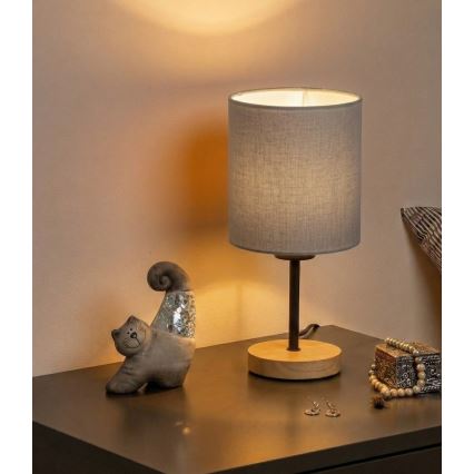 Brilagi - Galda lampa NUBILA WOOD 1xE27/25W/230V ozolkoka/melna/gaiši pelēka