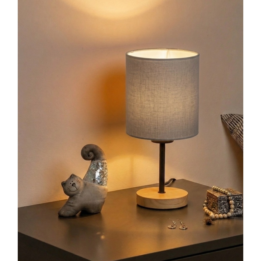 Brilagi - Galda lampa NUBILA WOOD 1xE27/25W/230V ozolkoka/melna/gaiši pelēka