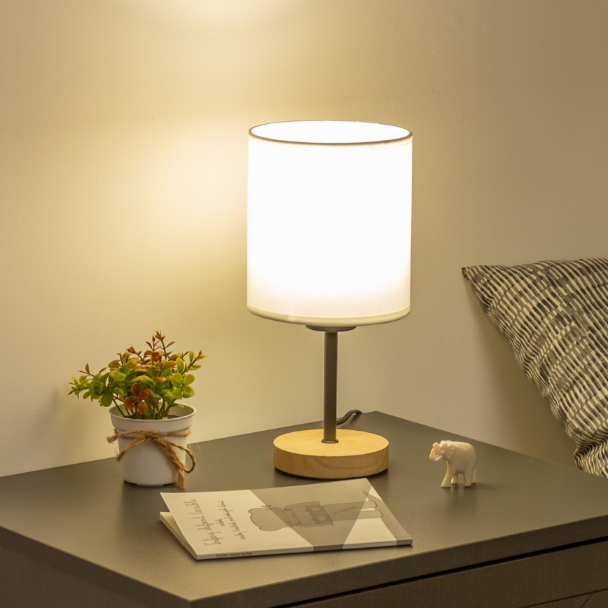 Brilagi - Galda lampa NUBILA WOOD 1xE27/25W/230V ozols/balta