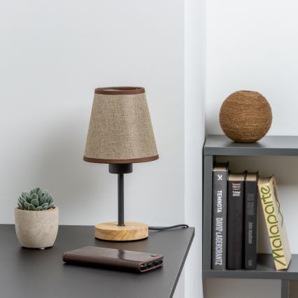 Brilagi - Galda lampa NUBILA WOOD 1xE27/25W/230V ozols/brūna