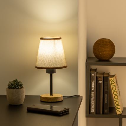 Brilagi - Galda lampa NUBILA WOOD 1xE27/25W/230V ozols/brūna