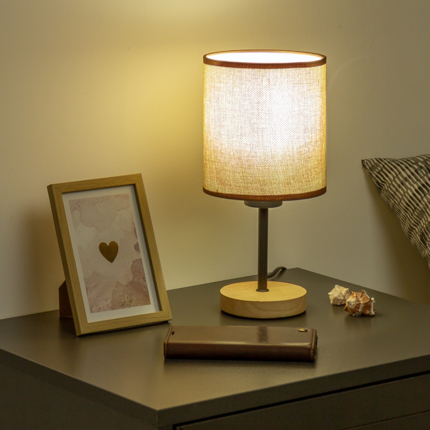 Brilagi - Galda lampa NUBILA WOOD 1xE27/25W/230V ozols/brūna
