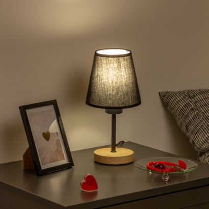 Brilagi - Galda lampa NUBILA WOOD 1xE27/25W/230V ozols/melna